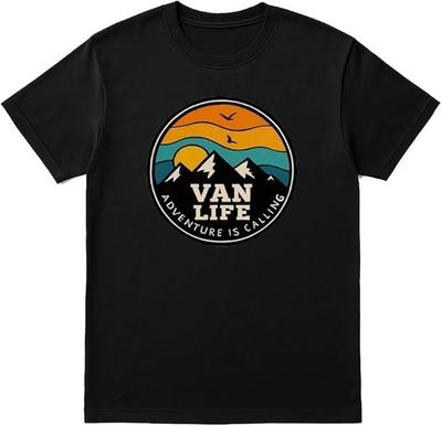 Футболка Van Life – Унисекс Черная футболка для приключений для любителей активного отдыха