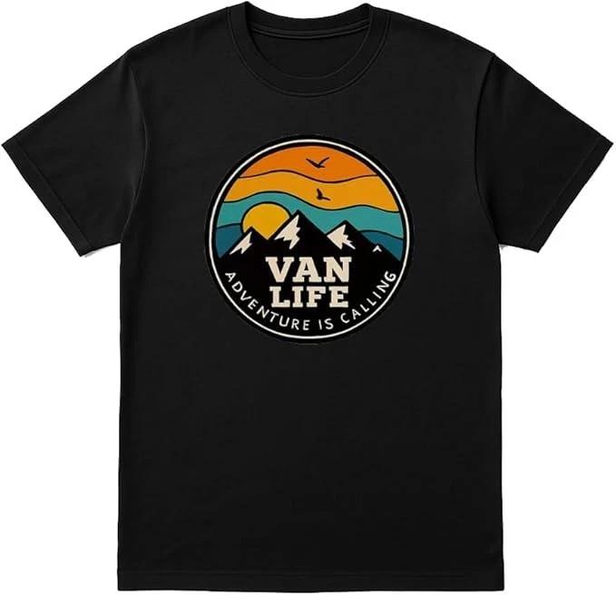 Футболка Van Life – Унисекс Черная футболка для приключений для любителей активного отдыха