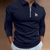 Fashion Men Casual Long Sleeve Zipper Polo Shirt Men Lapel Quickly Drying Polo Shirt .