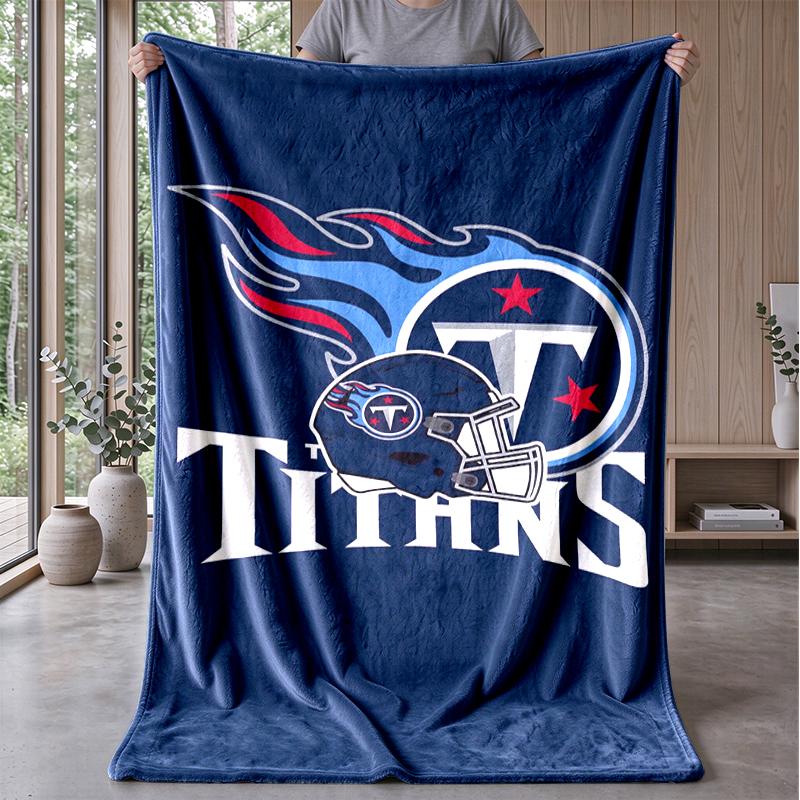Tennessee Titans Helmet Flannel Fleece Blanket Cozy Warm Throw Blanket For Couch Bed Travel All Season Use
