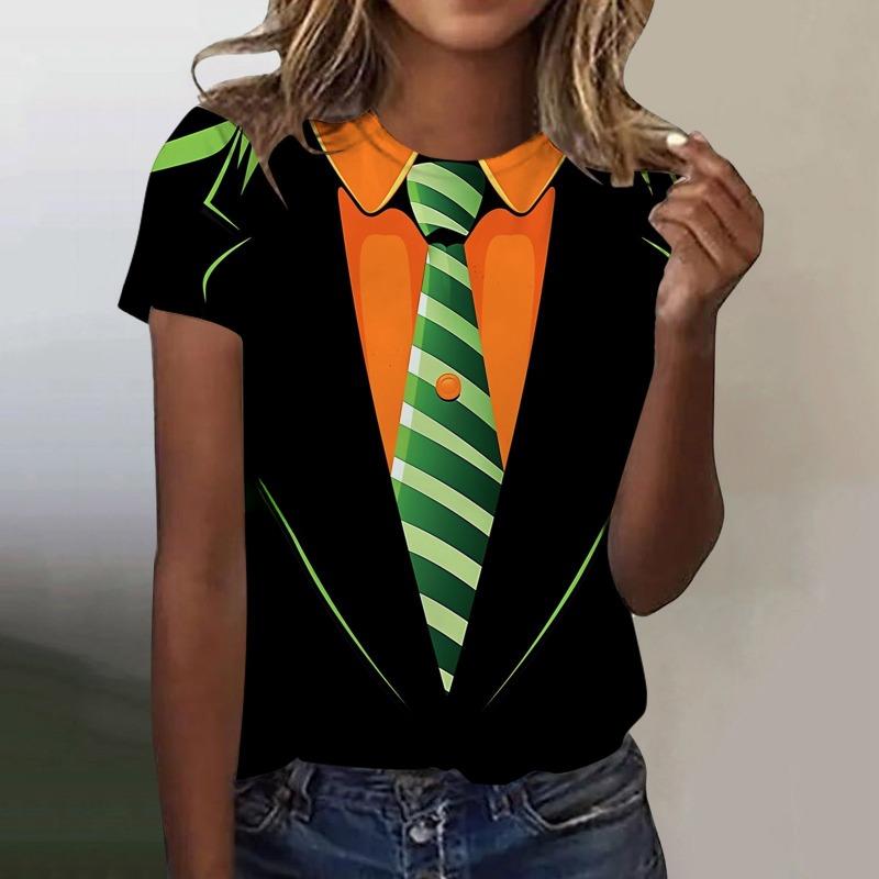 Женские футболки Летняя одежда 3D-печать Круглый вырез Короткий рукав Топы Уличная одежда Одежда оверсайз Свободные женские футболки