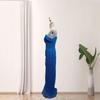 European and American popular sexy one-word shoulder slim-fit hip-wrapped high split party dinner dress
