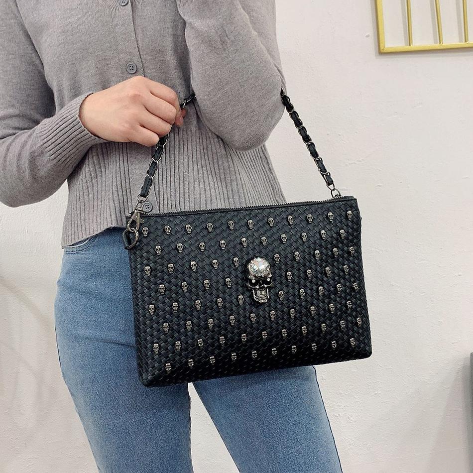 Skull Purse Studded Punk Coffin Goth Rivet Purses and Handbags Crossbody Satchel Shoulder Bag Clutch Purse Wallet Messager Bag