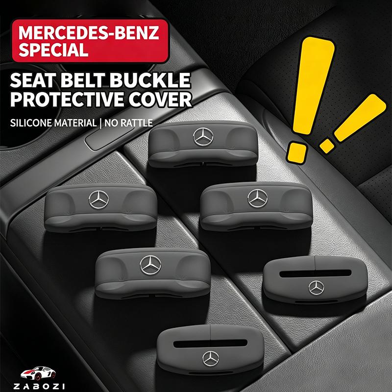 TVE4 2pcs Silicone Car Seat Belt Buckle Protective Cover Decorative Accessories For Mercedes Benz AMG W203 W206 W220 W205 W211 W212