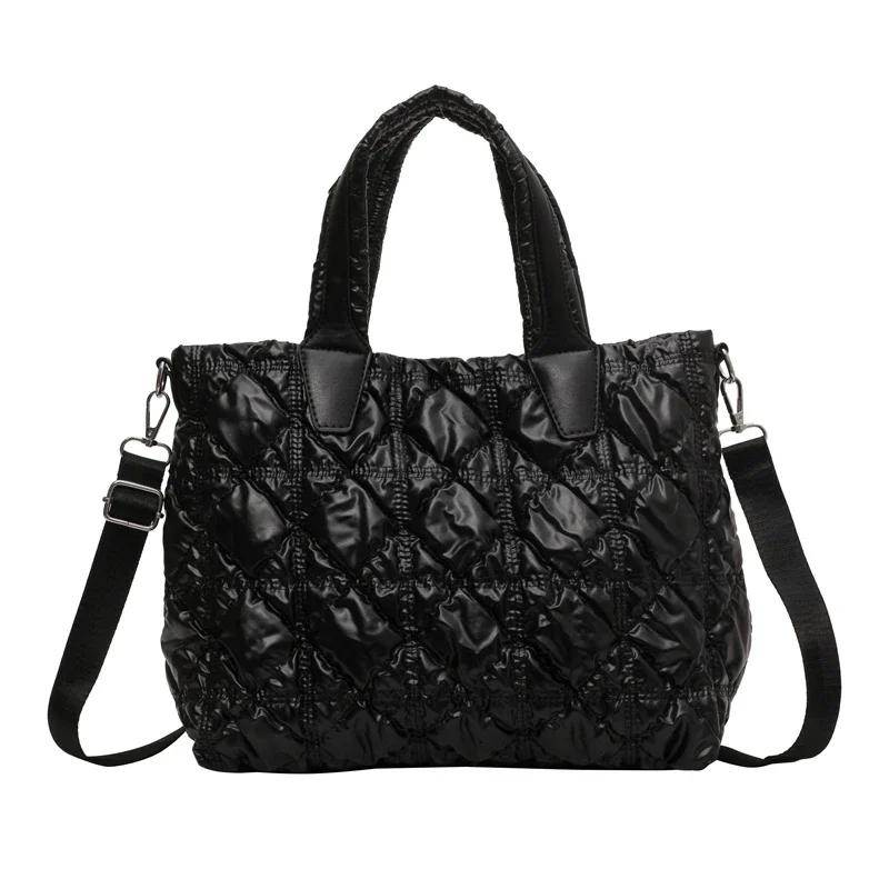 Модная женская сумка через плечо, прочная повседневная сумка через плечо, нейлоновая сумка большой вместимости, стеганая, с подкладкой, дорожная сумка-шоппер