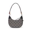 Tory Burch T Monogram Logo Print Zipper Closure Leather Crescent Bag Women Handbags Navy-Blue 158513-405
