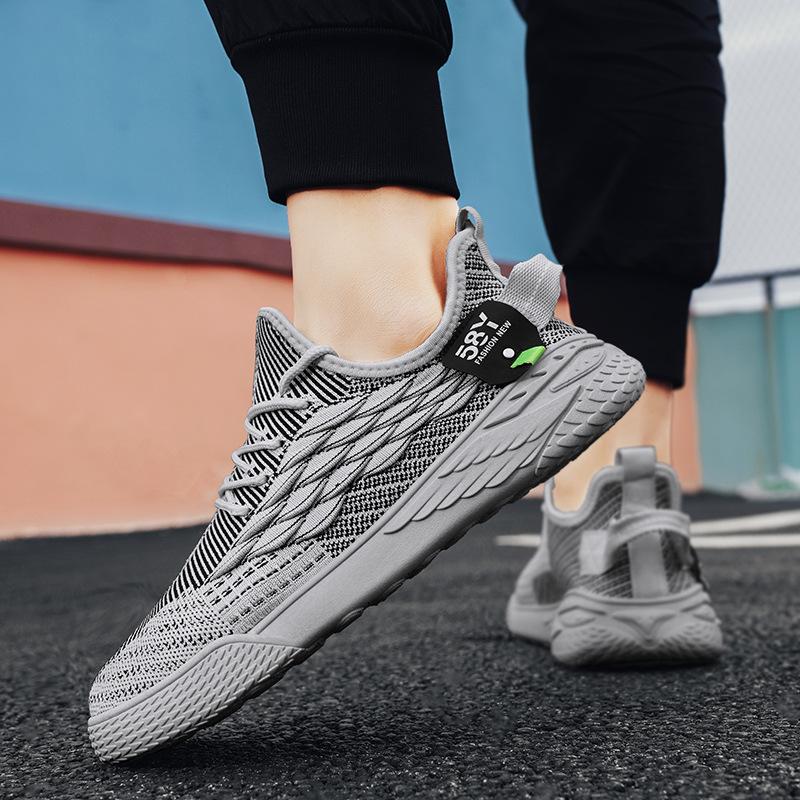 Flying woven men's shoes summer versatile mesh running breathable soft sole sports and leisure dad tide shoes 2024 new