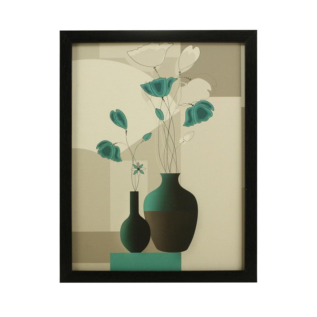 Set of 3 Beautiful Flower Vases Framed Art Painting (6 X 13, 10.2 X 13, 6 X 13 inch)-Multicolour