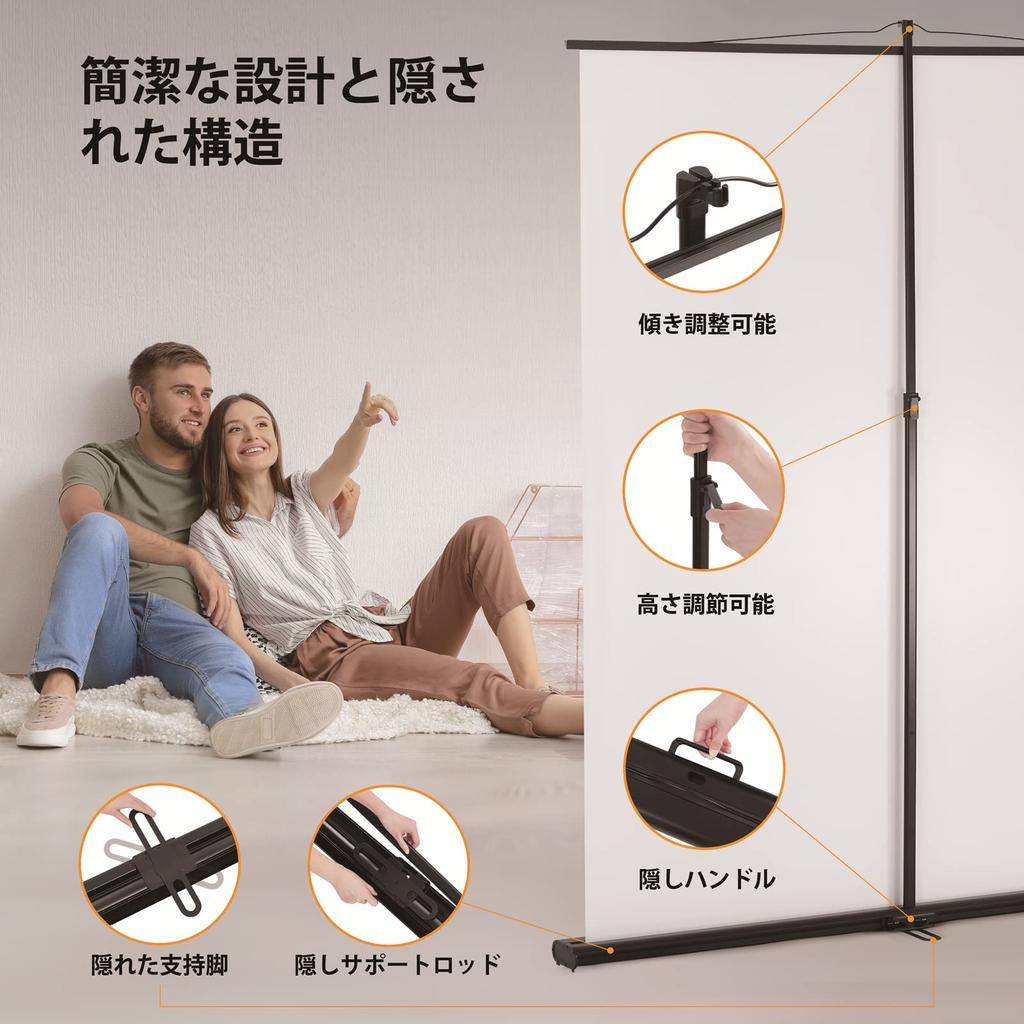 Проектор для отдельно стоящего портативного экрана 60 дюймов 4K, легкий и удобный для хранения, идеально подходит для домашнего кинотеатра в помещении и на улице, вверх,