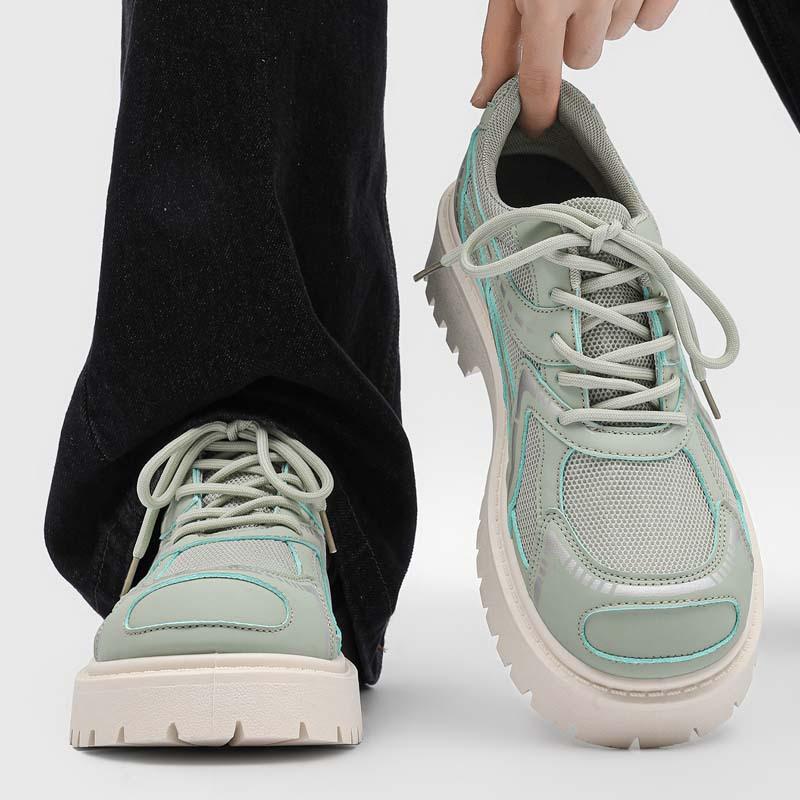 Derby shoes lace-up breathable big head shoes flow platform heightening shoes men's low-top casual shoes