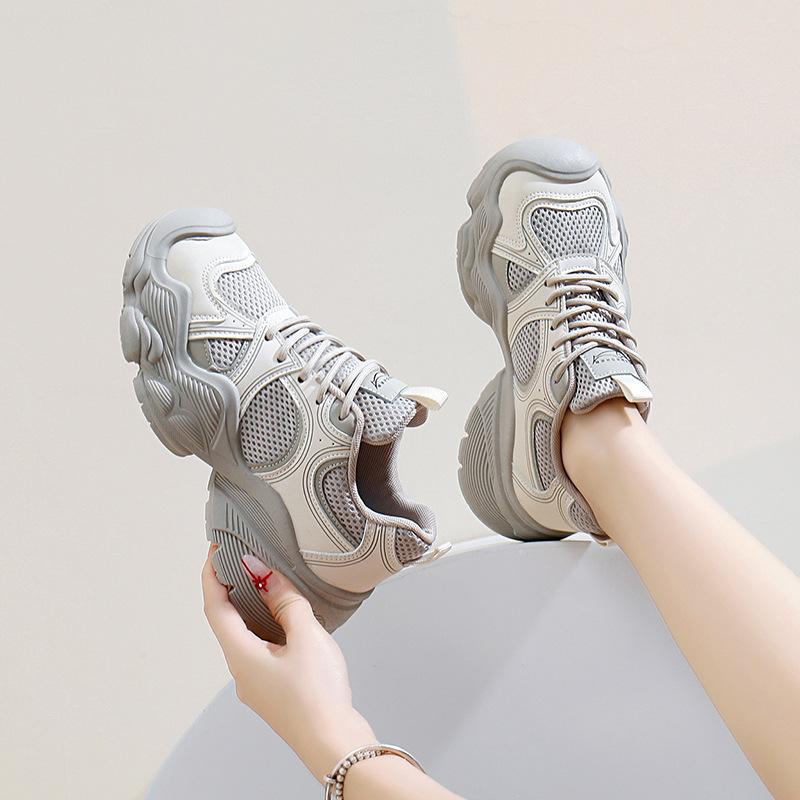 Ins Korean Version of Platform Dad Shoes 2025 Spring New Street Shot Student Running Sneakers Increase Height Casual AB06