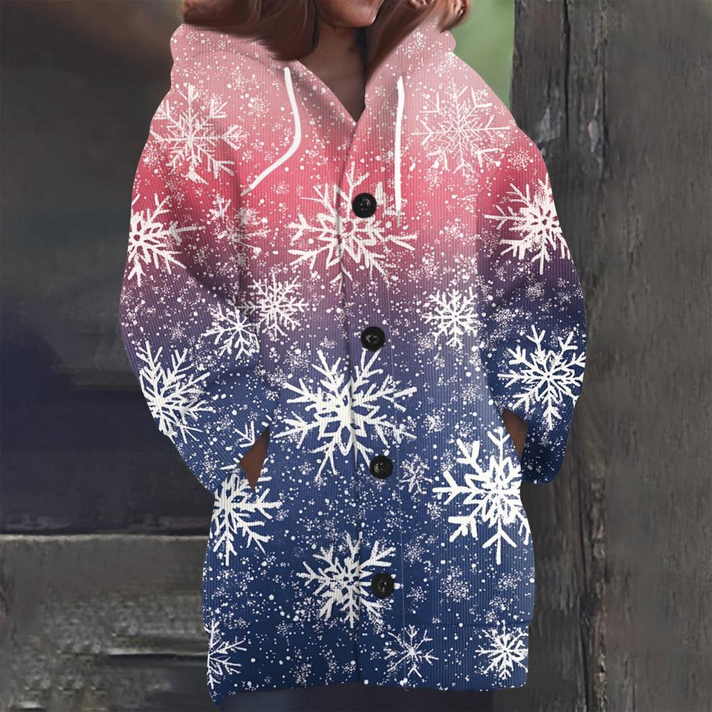 Свитшоты для женщин Вязаный свитер с длинным рукавом Принт Вязаный худи с пуговицами Кардиган Пальто