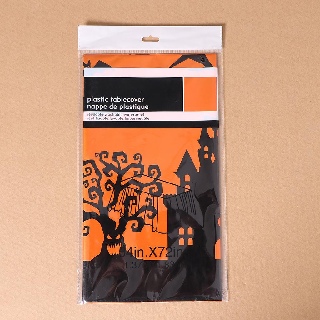 Хэллоуинская пластиковая скатерть – Дизайн «Паук и дом с привидениями» для праздничного украшения