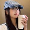 Клетчатый джинсовый берет-кепка женский с обратным ношением, вываренный ретро, большой окружности головы, шляпа художника, весенне-осенний женский