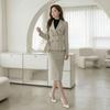 Style Latte HigH Waist H Line Midi Skirt Spandex Suit Skirt