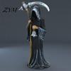 Creepy Santa Claus Collectible Gothic Grim Reaper Statue, Resin Hooded Figurine, Spooky Tabletop Ornament Occult Inspired Sculpture with Sickle
