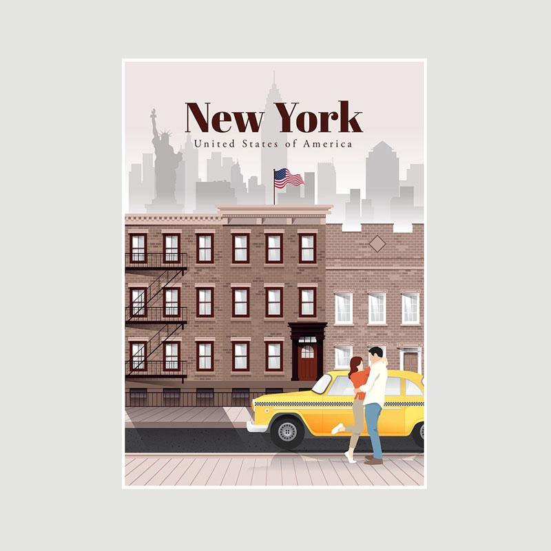 White Paper Cartoon City Landscape Poster Mural London Paris Travel Cities Prints Bedroom Decoration Painting Funny Abstract Wall Art Decor