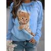 2025 Fashion Women's Cute Cats Graphic Sweatshirt 3D Print O-Neck Long Sleeve Tops Women's Apparel Y2K Streetwear Fall Pullover