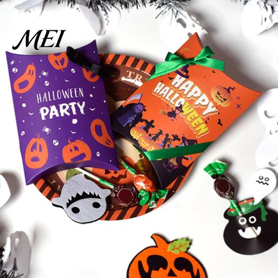 Holiday Paper Treat Bags 10 Pcs Halloween Cardboard Candy Boxes for Kids, Cute Trick or Easy Assemble Party Supplies Containers Snacks Cookie