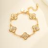 Fashionable Clover Bracelet Hand String Copper Gold Plated Lucky Flower Micro Inlaid Zircon Exquisite Hand Jewelry