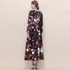 Весенние Винтажные Цветочные Макси-Платья для Женщин Подиумные Скрещенный V-образный Вырез Длинный Рукав-Фонарик Пояса Пляжное Праздничное Платье Бохо Халат