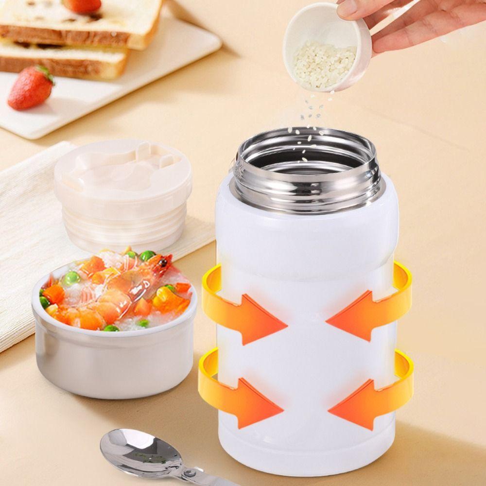 Large Capacity 750ml Thermal Food Jar with Spoon Soup Jar Durable Thermos Cup School