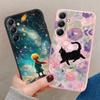 Graffiti Cat Case For iPhone Samsung A55 S24 FE S25 Xiaomi Redmi Note 13 Pro 14C Huawei Honor Realme Shockproof Phone Bumper Anti-Scratch Matte Cover