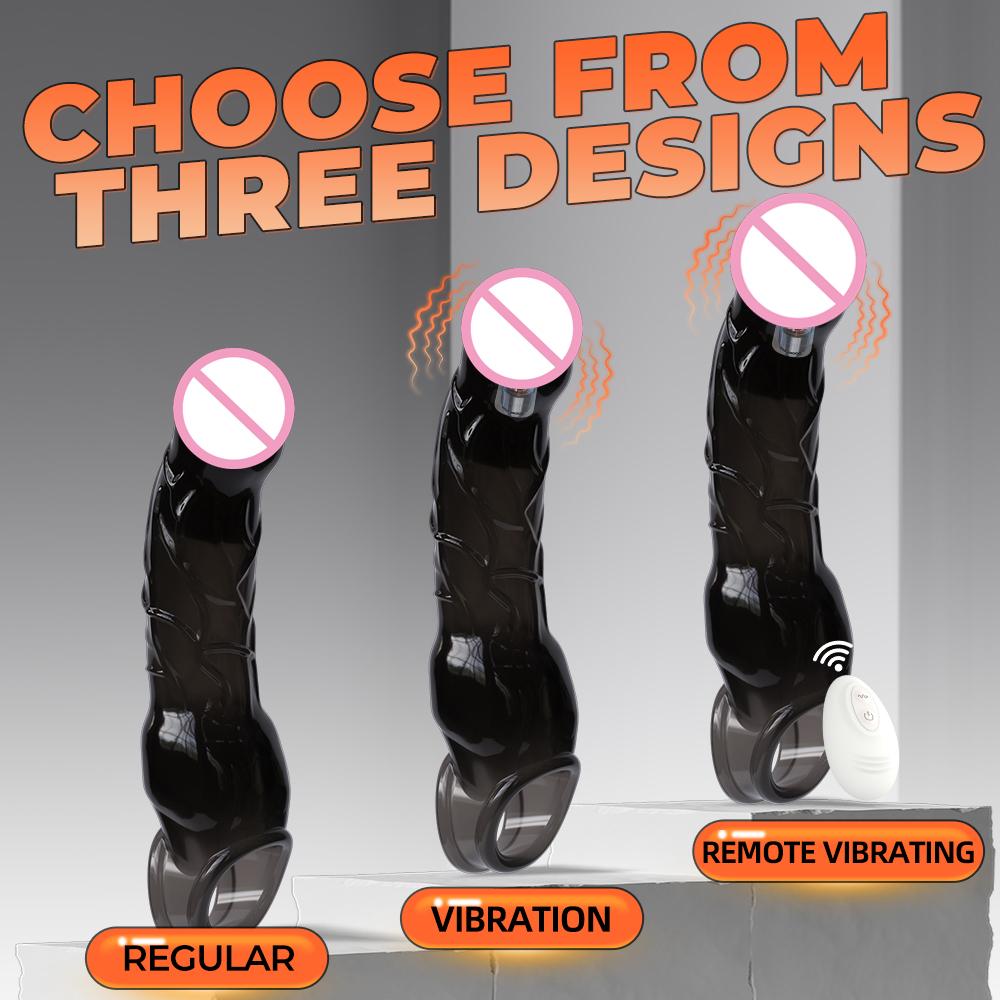 Penis Extension Sleeve Vibration Extend Adult Sex Toys Reusable Penis Sleeve Delay Ejaculation Dick Sleeve Sex toys for Men 18+