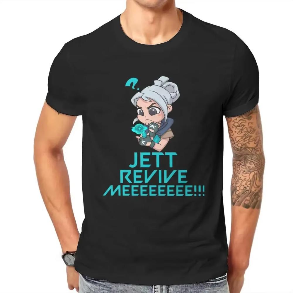 Футболка Jett Revive me VALORANT Game, классическая графика, большой размер, футболка с круглым вырезом, распродажа, мужская футболка Harajuku с коротким рукавом