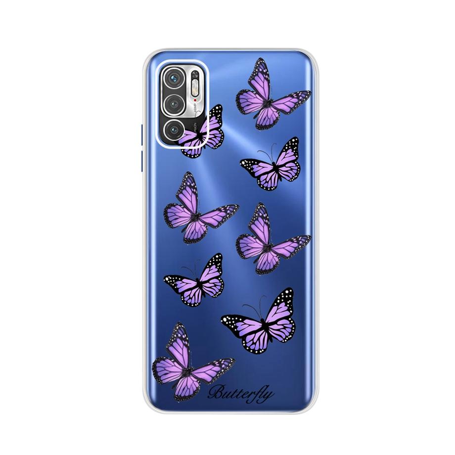 Чехол Для Xiaomi Redmi Note 10 5G Capa Цветы Мягкий Силикон Чехлы Для Redmi Note 10 Note10 10T Poco M3 Pro 4G 5G Прозрачный Fundas