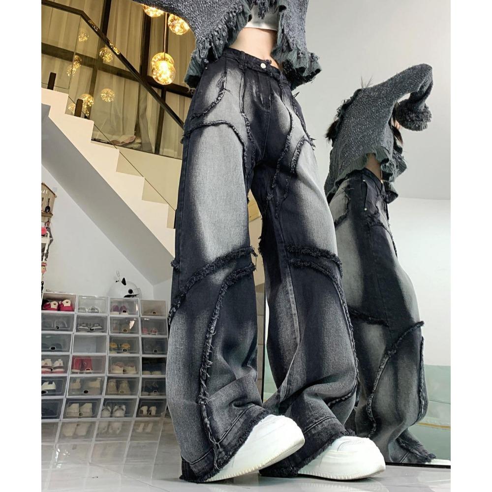 Y2K широкие джинсы женские хип-хоп стиль мода винтаж уличная одежда черные джинсы с высокой талией женские брюки мешковатые джинсовые брюки