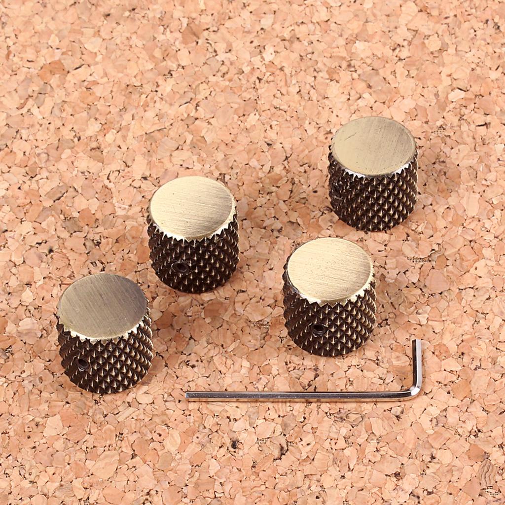 4Pcs Metal Bronze-coloured Replacement Speed Knobs Button Volume Tone Control Knobs for Electric Bass Guitar Accessories