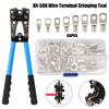 60pcs Auto Copper Ring Terminals Battery Terminal Soldered Connector Kit HX-50B Crimping Pliers for Heavy Duty Wire Lugs Wire Crimp Connector