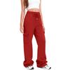Women Cargo Sweatpants Stacked Pants Warm Fleece Drawstring Waist Casual Joggers Trousers