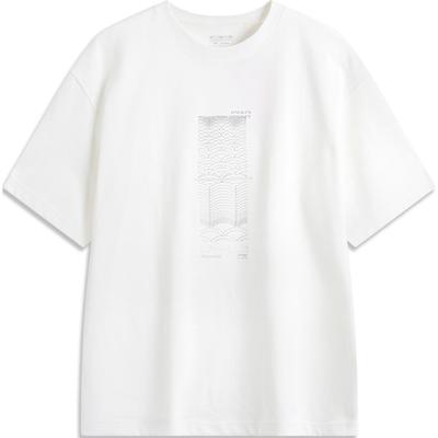 Li Ning X Ninepointnine Collaboration Sports Lifestyle Series Свободный крой Круглый вырез Логотип Буквенный Принт Футболка Унисекс Футболка AHSU989-4