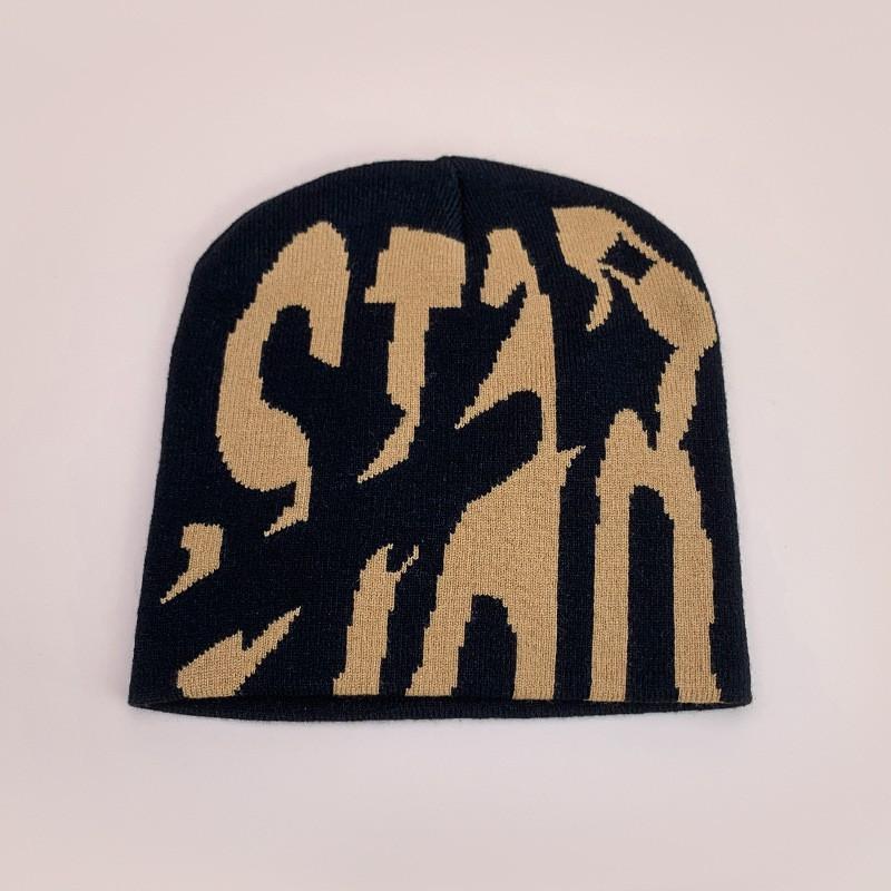 Color Block STAR Letter Hip Hop Beanie Unisex Warm Casual Knit Hat