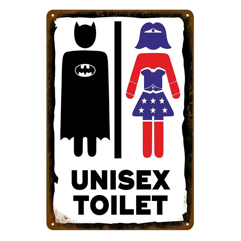 Мужчина Леди Смешной WC Знак Металлический Плакат Туалетная Тарелка Табличка KTV Бар Магазин Ванная Комната Декор Стены Фреска Домашнее Украшение 8 X 12 Дюймов