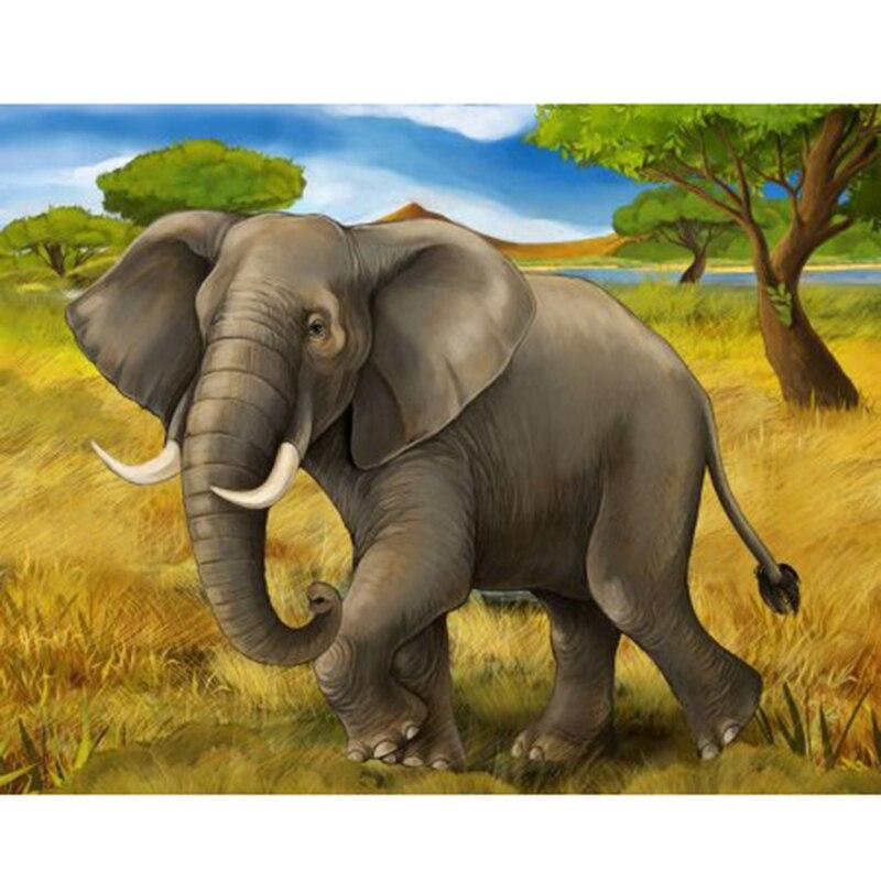 DIY Elephant 5D Diamond Painting Full Round Drill Animal Diamont Embroidery Cross Stitch Rhinestone Mosaic Home Decor Wall Art