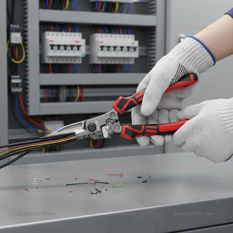 Multi-Functional Electrician Scissors Crimping, Cutting & Wrench Feature, Heavy-Duty Shears for Metal Sheet & Cable