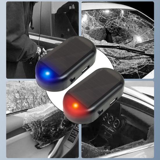 Yousheng Car Solar Anti-Theft Light Simulated Realistic Flashing Alarm Light Self-adhesive Car Warning Light Auto Accessories