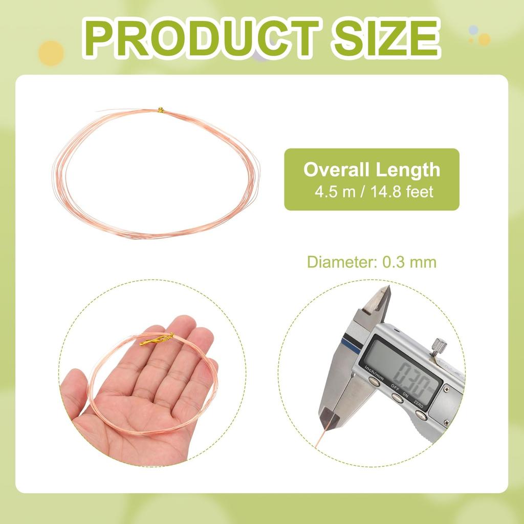 PATIKIL Jewelry Making 99.9% Pure Copper Wire 28 Gauge (0.3 mm) Craft Wire 4.5