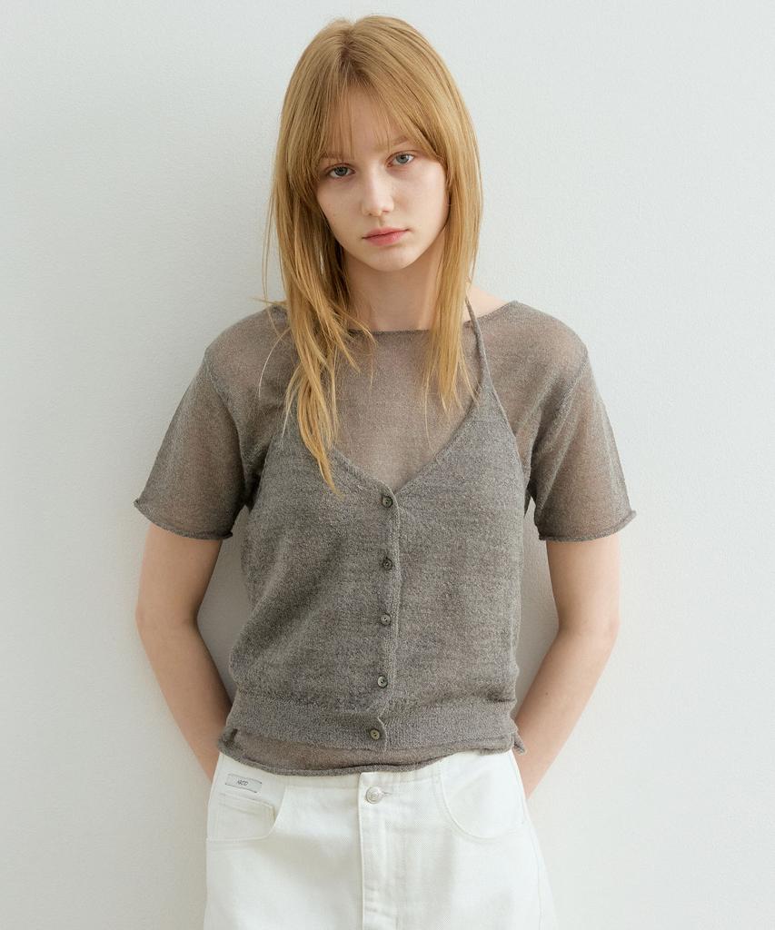 ARTID Mohair Halter Layered Knit Set_Grey