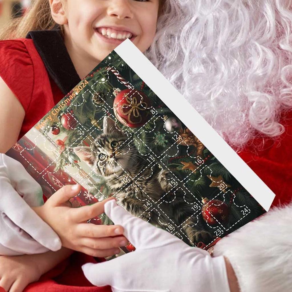 2D Акриловый Кот Адвент-календарь 24 Дня Рождественский Календарь Обратного Отсчета Милое Животное Украшение для Зеркала Заднего Вида Автомобиля Декор для Рождественской Елки