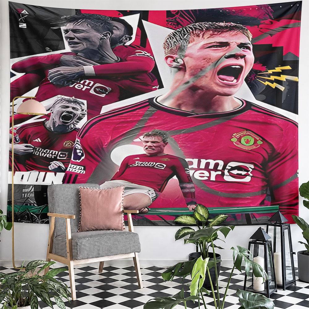 "Dynamic Football Player Collage Design" Pattern Wall Hanging Tapestry Decorative Tapestry Home Decor for Bedroom and Living Room