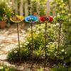 Flower Shaped Bird Bath Stand Metal Bird Water Dispenser Bird Bath Bowls Flower Garden Stake  Patio