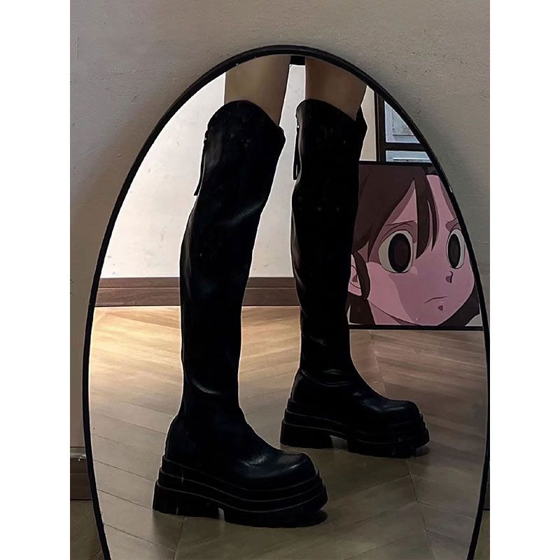 Boots Women's 2025 Autumn New Sleeve Long Tube Handsome High Tube Elastic Boots Small Man Over Knee Skinny Knight Boots