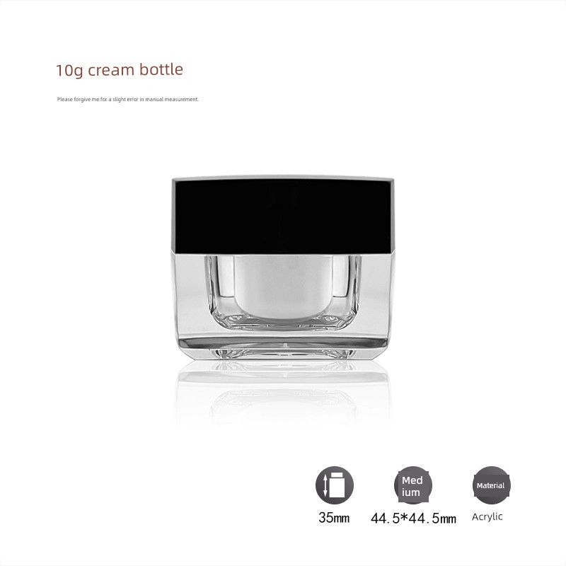 [5g10g15g20g30g50g Black Cover Square Bottle] Classic Acrylic Cream Spray Bottle Subpackaging Empty Bottles