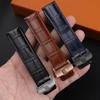 Classic 24mm 20mm 22mm For TAG Heuer Calera Leather Watchband Blue Brown Black Red Line Crocodile Leather Men's Watch Strap Accessories