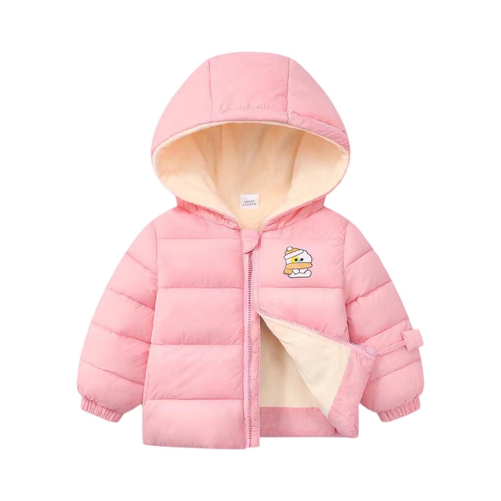 Детское пальто с карманами - Однотонная короткая хлопковая куртка