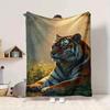 1pc Tiger Print Blanket Warm, Cozy, And Soft, Suitable for Sofas, Beds, Cars, And Office Use.Perfect for Camping And Travel, Making It a Great Gift fo